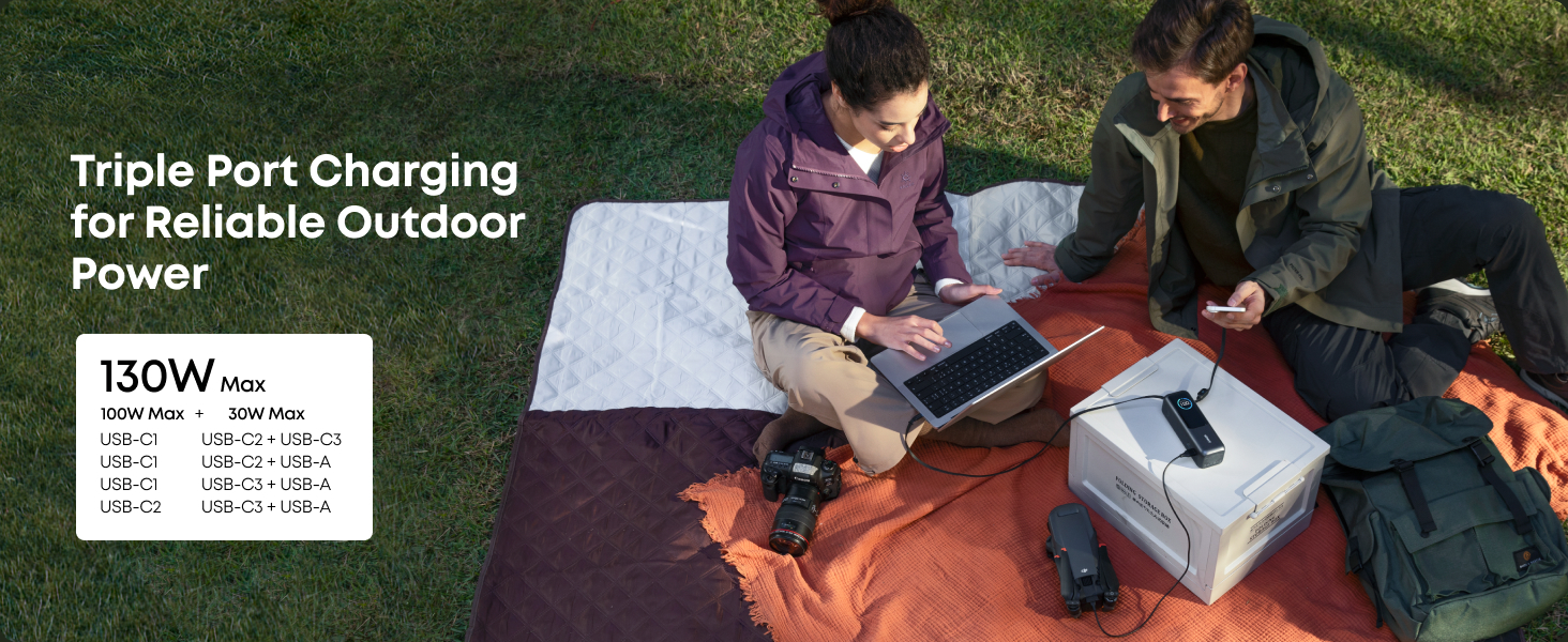 Anker Laptop Power Bank,25,000mAh Portable Charger with Triple 100W USB-C Ports for Multi-Device Charging,Built-In and Retractable Cables,For iPhone 16/15 Series,Samsung,and More