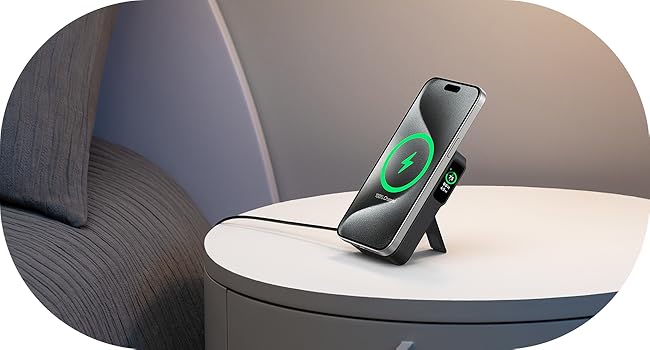 Anker MagGo Power Bank,Qi2 Certified 15W Fast MagSafe Compatible Mobile Charger,10,000mAh Battery,Smart Display & Foldable Stand,for iPhone 15/14/13/12,Includes USB-C Cable Anker MagGo Power Bank,Qi2 Certified 15W Fast MagSafe Compatible Mobile Charger,10,000mAh Battery,Smart Display & Foldable Stand,for iPhone 15/14/13/12,Includes USB-C Cable