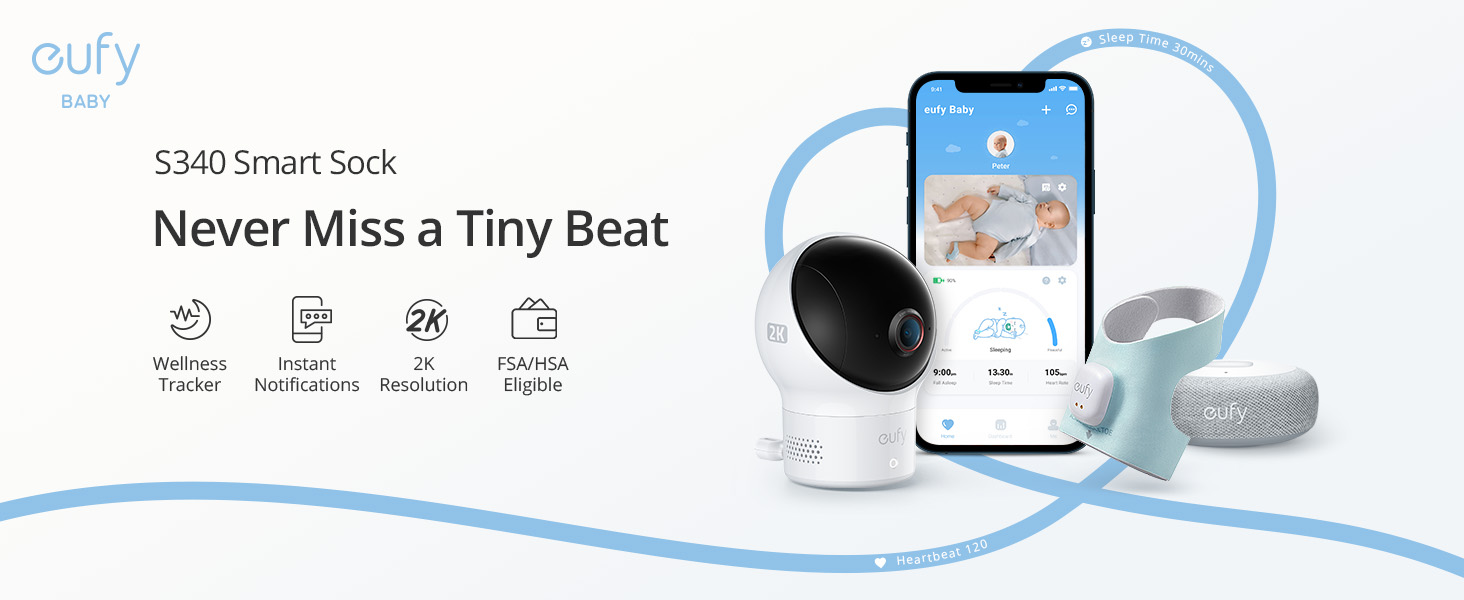 eufy Baby Smart Sock S320 Baby Monitor with 2K Camera