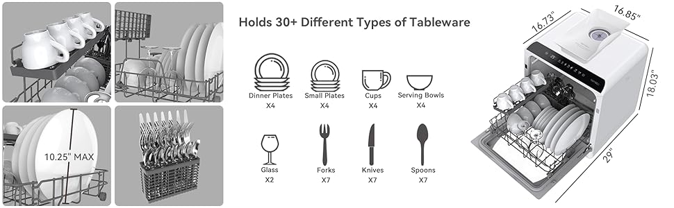 Hermitlux Countertop Dishwasher With 5-Liter Built-in Water Tank Hermitlux Countertop Dishwasher With 5-Liter Built-in Water Tank