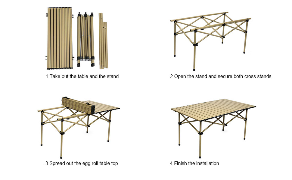 Camping Folding Table and Chairs Set,Aluminum Egg Roll Table with Easy Carrying Bag for Indoor,Outdoor,Camping,Picnic,Backyard,Set 5 Piece and Camping Table for 4 Person,White.