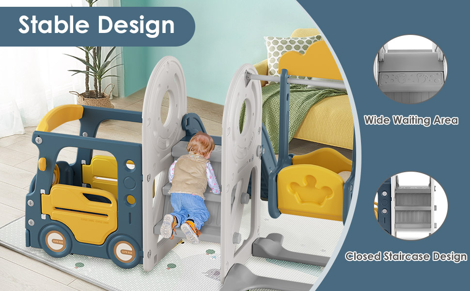 BIERUM 5 in 1 Toddler Slide and Swing Set for Toddlers Age 1-3