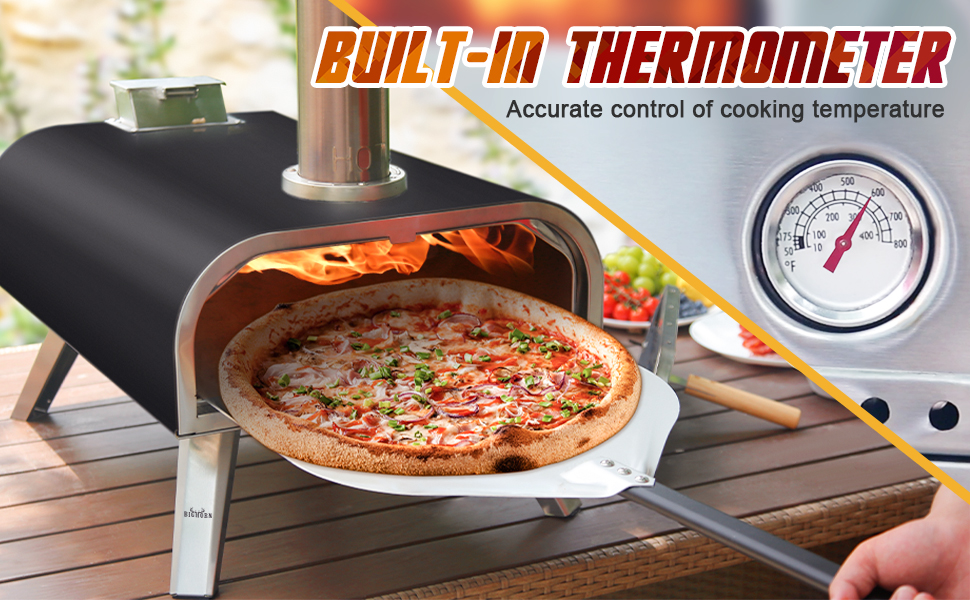 BIG HORN OUTDOORS 16 Inch Wood Pellet Burning Pizza Oven