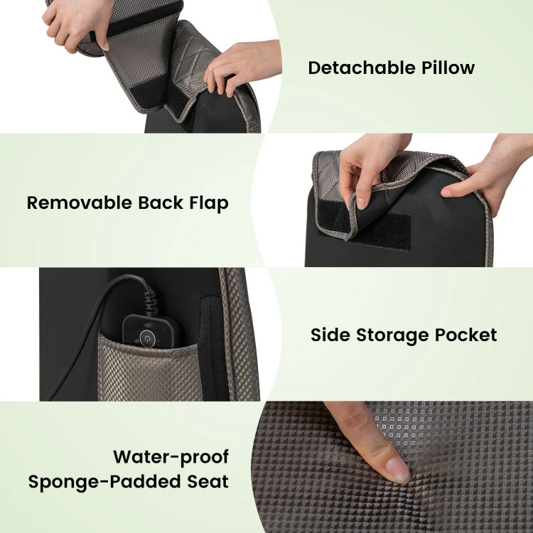 Thai Shiatsu Back Massager Chair Pad Rolling Massage Seat Cushion with Removable Back Flap and Pillow Thai Shiatsu Back Massager Chair Pad Rolling Massage Seat Cushion with Removable Back Flap and Pillow