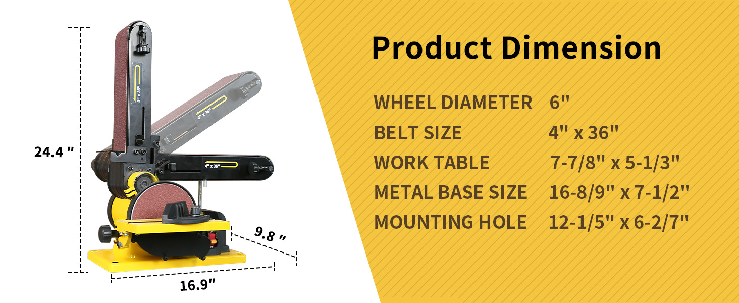 Woodskil 4.3A Belt Sander,4 x 36 in. Belt & 6 in. Disc Sander