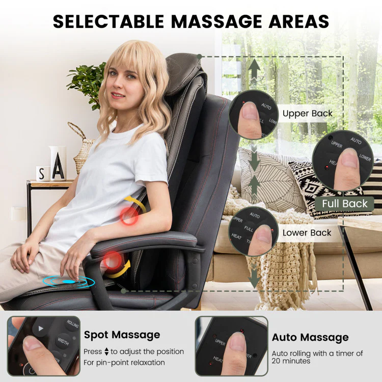 Thai Shiatsu Back Massager Chair Pad Rolling Massage Seat Cushion with Removable Back Flap and Pillow Thai Shiatsu Back Massager Chair Pad Rolling Massage Seat Cushion with Removable Back Flap and Pillow