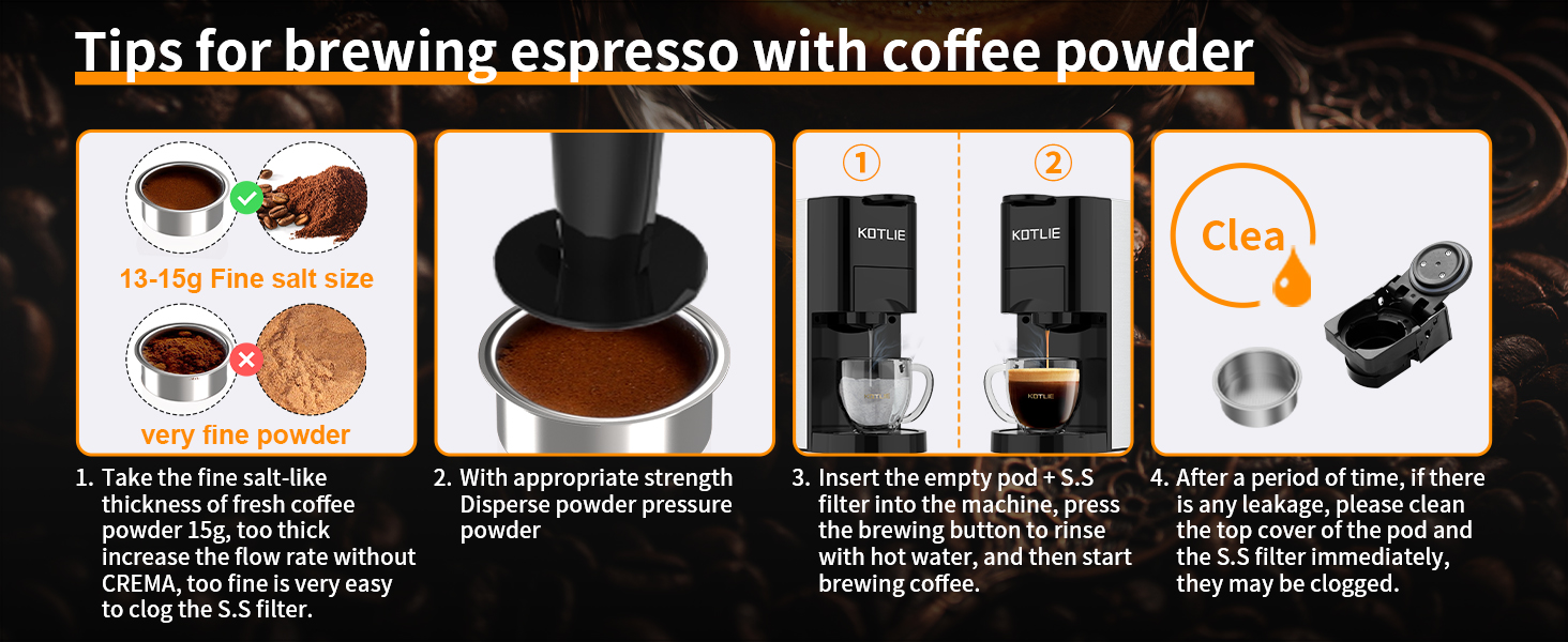 KOTLIE Single Serve Coffee Maker,4 in 1 Espresso Machine