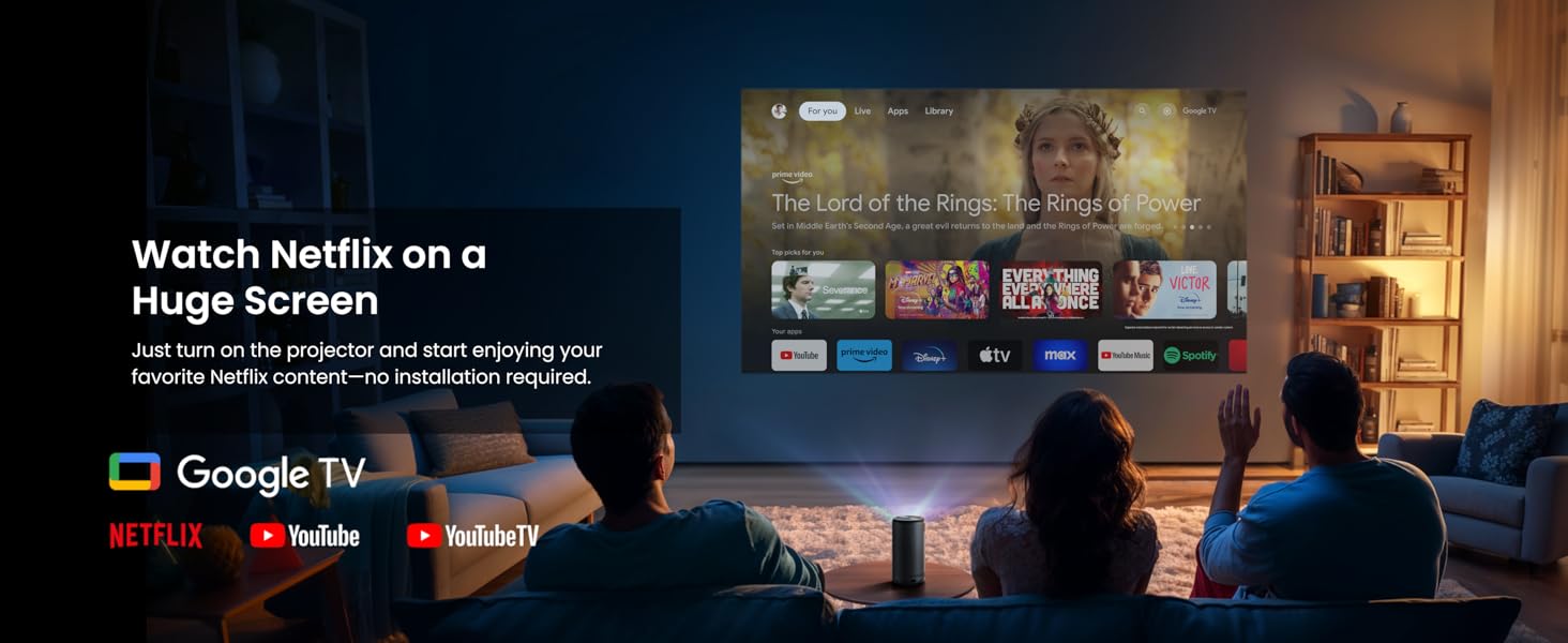 NEBULA Capsule 3 1080p Mini Projector,Smart 200 ANSI-Lumen Portable Projector with Official Google TV,Built-In Netflix,Dolby Digital,120-Inch Picture,Built-In Battery with 2.5 Hours of Playtime