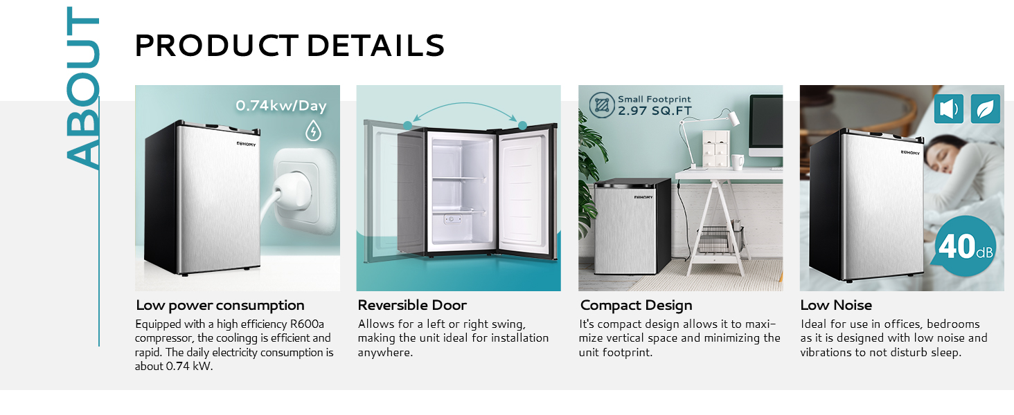 EUHOMY 3.0 Cubic Feet Single Door Compact Mini Upright Freezer EUHOMY 3.0 Cubic Feet Single Door Compact Mini Upright Freezer
