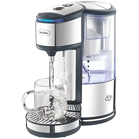 Breville BRITA HotCup Hot Water Dispenser | Integrated Water Filter | 1.8L with 3kW Fast Boil & Variable Dispense | Energy-efficient use | Stainless Steel [VKJ367],Silver/Black