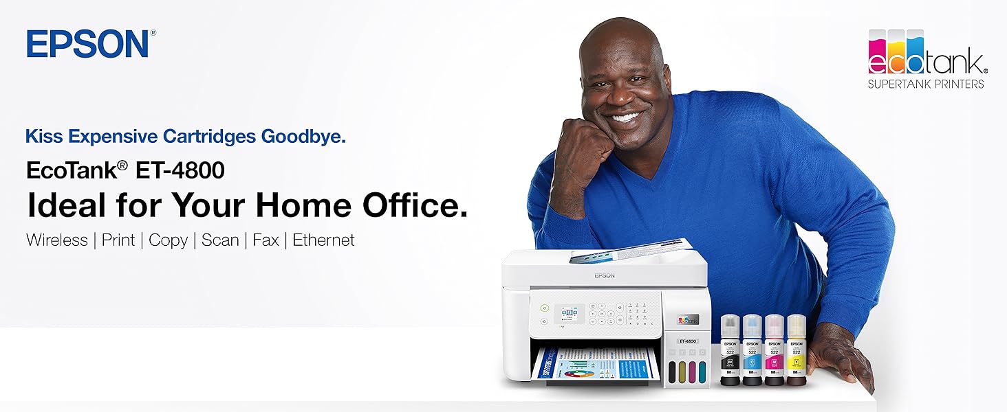 ET-4800 Wireless All-in-One Cartridge-Free Supertank Printer with Scanner,Copier,Fax,ADF and Ethernet ?C Ideal-for Your Home Office,White ET-4800 Wireless All-in-One Cartridge-Free Supertank Printer with Scanner,Copier,Fax,ADF and Ethernet ?C Ideal-for Your Home Office,White