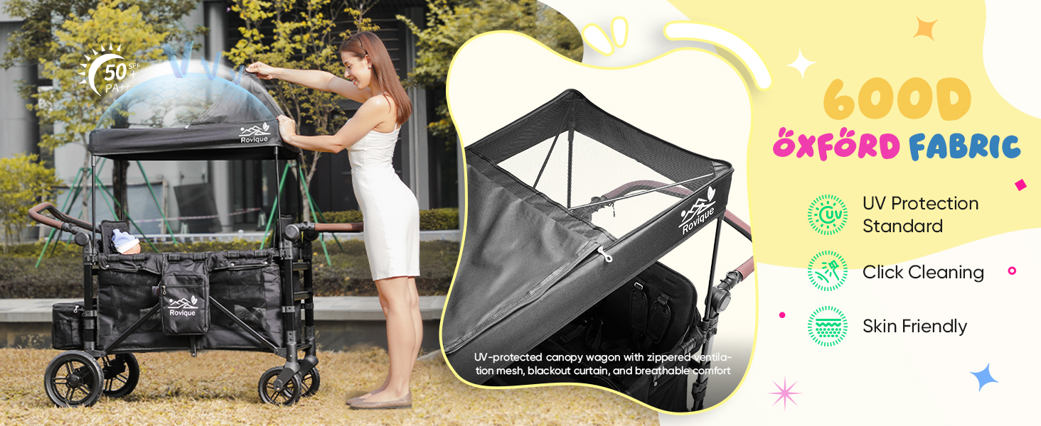 4 Seater Wagon Stroller,Foldable All-Terrain Quad Wagon Stroller with Canopy,Detachable Tray,Adjustable Handle,High Seat & Large Storage,Black 4 Seater Wagon Stroller,Foldable All-Terrain Quad Wagon Stroller with Canopy,Detachable Tray,Adjustable Handle,High Seat & Large Storage,Black