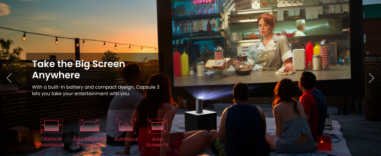 NEBULA Capsule 3 1080p Mini Projector,Smart 200 ANSI-Lumen Portable Projector with Official Google TV,Built-In Netflix,Dolby Digital,120-Inch Picture,Built-In Battery with 2.5 Hours of Playtime