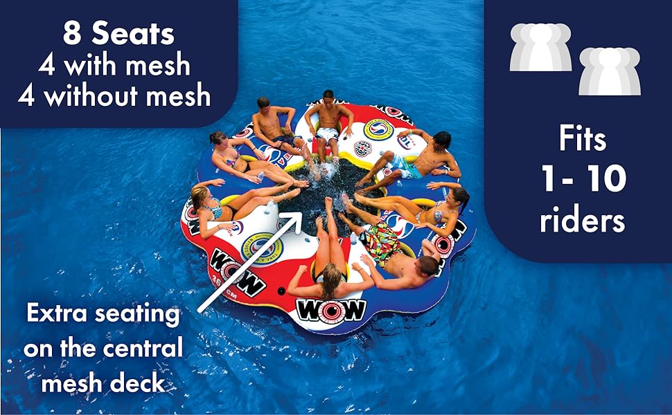 Inflatable Floating Island For Up To 10 people - Water Raft Tube For Adults