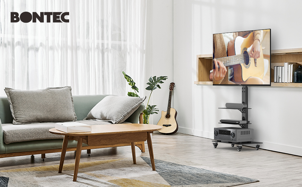 BONTEC TV Stand with Wheels for 30-70 inch Plasma/LCD/LED Screens up to 40 kg,6 Height Adjustments with 3 Tier Tempered Glass Shelves,MAX VESA 600 x 400 mm BONTEC TV Stand with Wheels for 30-70 inch Plasma/LCD/LED Screens up to 40 kg,6 Height Adjustments with 3 Tier Tempered Glass Shelves,MAX VESA 600 x 400 mm