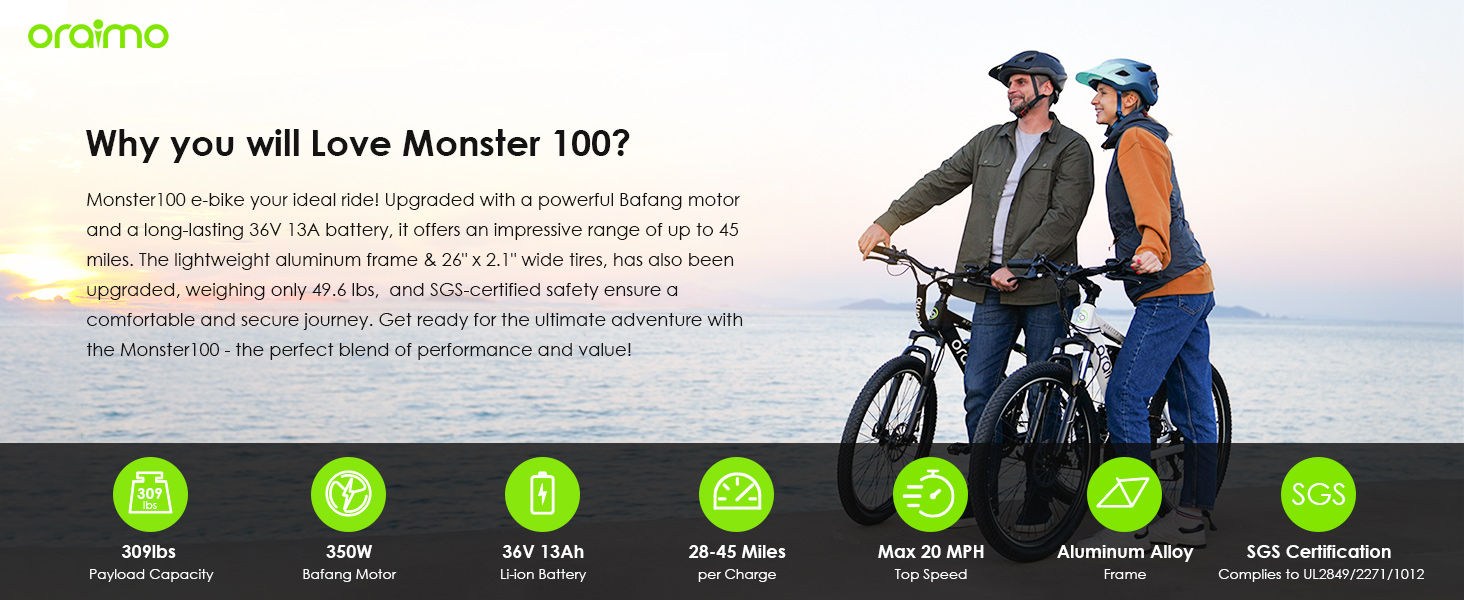 Oraimo Electric Bike for Adults with 350W BAFANG Motor