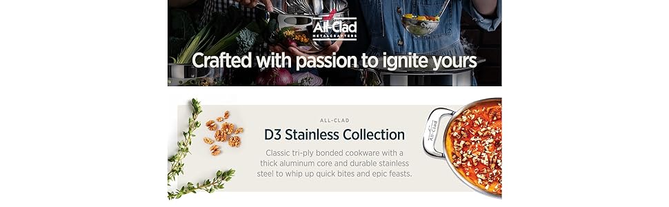 All-Clad D3 3-Ply Stainless Steel Saut?? Pan 6 Quart Induction Oven Broiler Safe 600F Pots and Pans,Cookware Silver