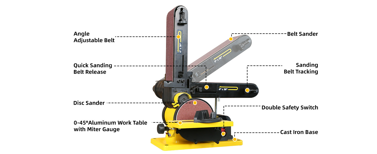 Woodskil 4.3A Belt Sander,4 x 36 in. Belt & 6 in. Disc Sander