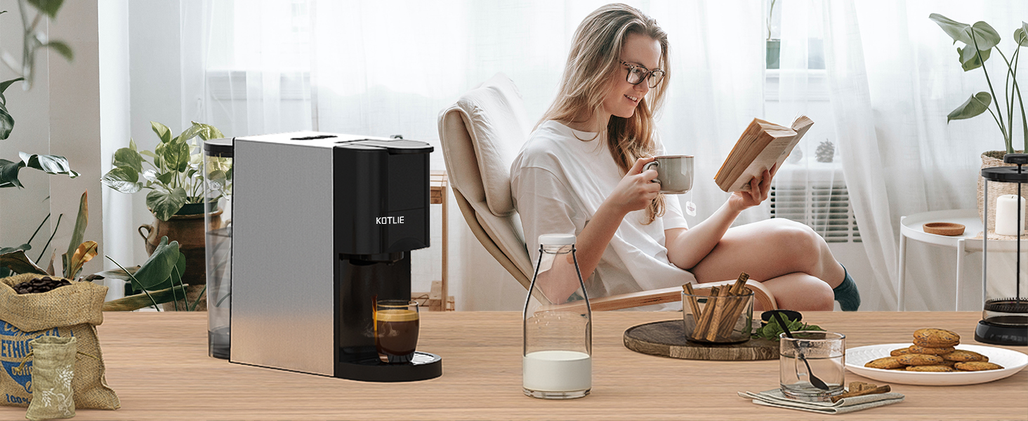 KOTLIE Single Serve Coffee Maker,4 in 1 Espresso Machine