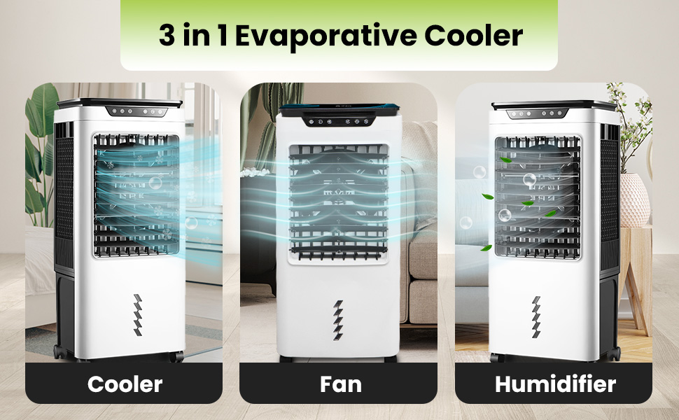 Powerful Swamp Cooler 5300 CFM,7 Gallons Water Tank,Portable Indoor Evaporative Air Cooler,Remote Included,Swing Mode,Modern Design,3 Speeds (LBW-6500RC)