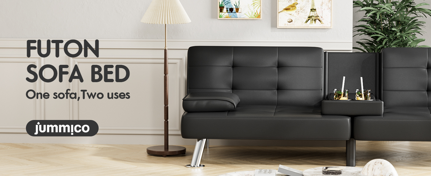 JUMMICO Modern Convertible Folding Futon Sofa Bed JUMMICO Modern Convertible Folding Futon Sofa Bed