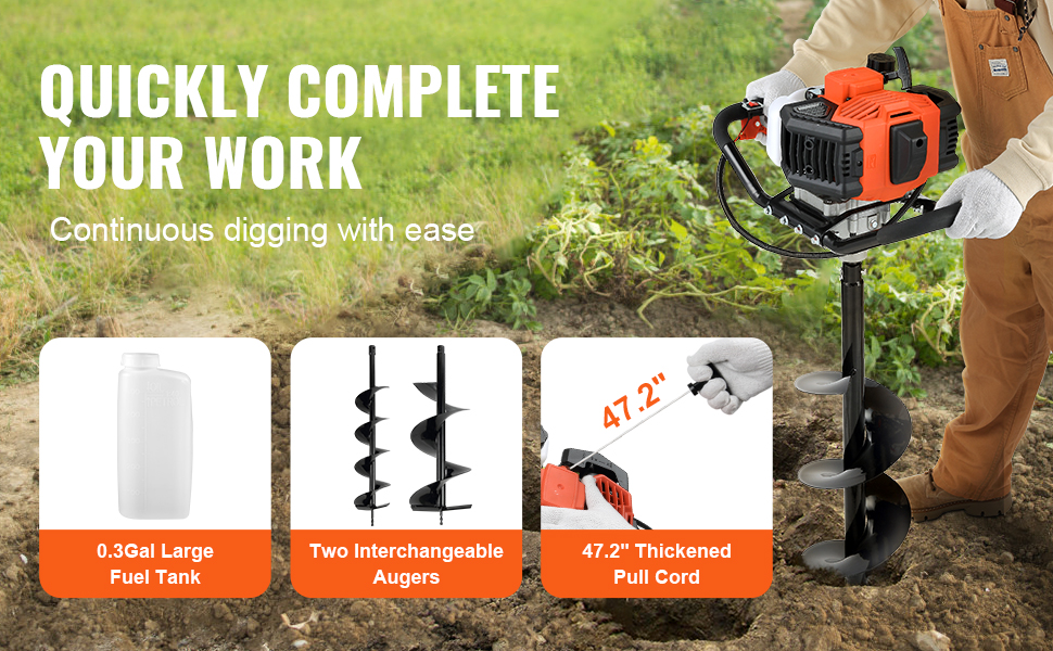 VEVOR 52cc 1450W Auger Post Hole Digger VEVOR 52cc 1450W Auger Post Hole Digger
