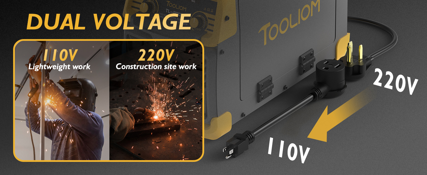 TOOLIOM 200M 3 in 1 Flux MIG Welder 110 / 220V Dual Voltage TOOLIOM 200M 3 in 1 Flux MIG Welder 110 / 220V Dual Voltage