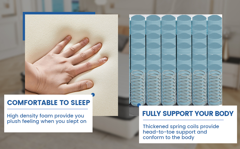 Crayan Queen Size Hybrid Memory Foam Mattress,10 Inch in a Box