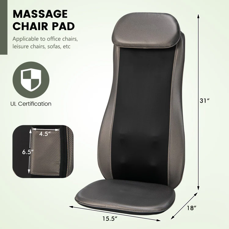 Thai Shiatsu Back Massager Chair Pad Rolling Massage Seat Cushion with Removable Back Flap and Pillow Thai Shiatsu Back Massager Chair Pad Rolling Massage Seat Cushion with Removable Back Flap and Pillow