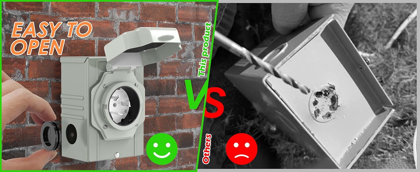 50 Amp 10 Feet Generator Cord and Power Inlet Box Combo Kit NEMA 14-50P Male to SS2-50R STW 6/3+8/1 AWG 125/250V Twist Locking with Inlet Box for Generator to House