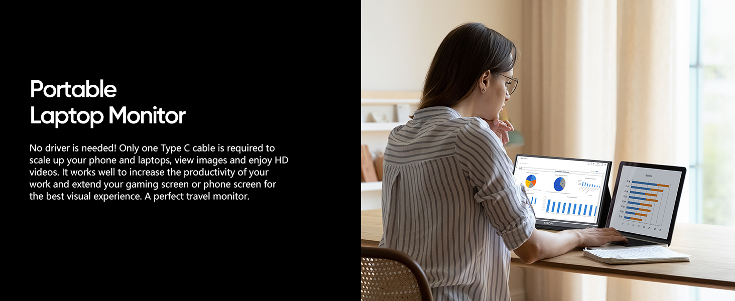 ARZOPA Portable Monitor,15.6'' 1080P FHD Laptop Monitor