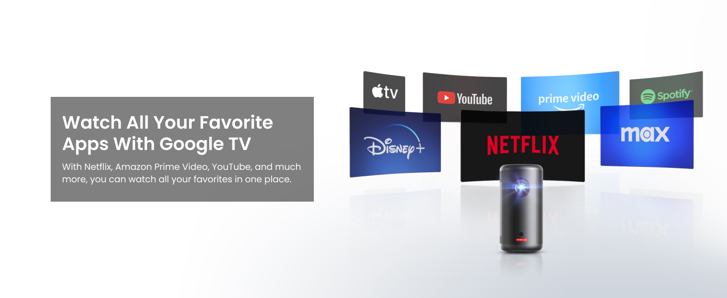 NEBULA Capsule 3 1080p Mini Projector,Smart 200 ANSI-Lumen Portable Projector with Official Google TV,Built-In Netflix,Dolby Digital,120-Inch Picture,Built-In Battery with 2.5 Hours of Playtime