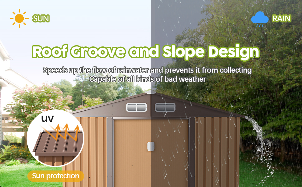 JAXPETY Sheds & Outdoor Storage 6x8 FT Garden Shed Tool Metal Outdoor Storage Shed with Sliding Doors for Backyard,Patio Coffee