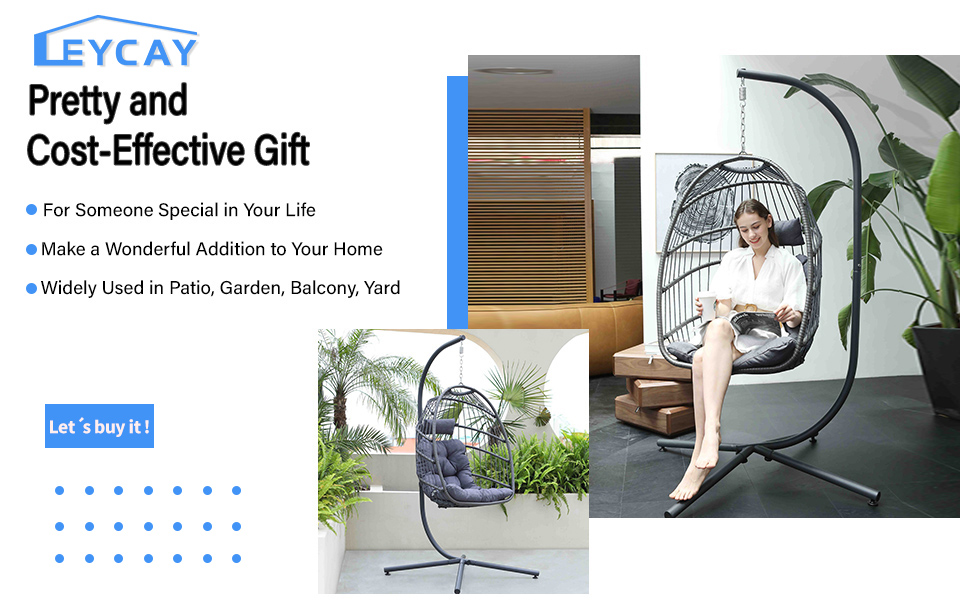 LEYCAY Egg Chair with Stand,Hanging Egg Swing Hammock Chair LEYCAY Egg Chair with Stand,Hanging Egg Swing Hammock Chair