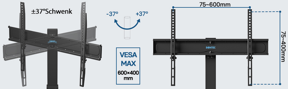 BONTEC TV Stand with Wheels for 30-70 inch Plasma/LCD/LED Screens up to 40 kg,6 Height Adjustments with 3 Tier Tempered Glass Shelves,MAX VESA 600 x 400 mm BONTEC TV Stand with Wheels for 30-70 inch Plasma/LCD/LED Screens up to 40 kg,6 Height Adjustments with 3 Tier Tempered Glass Shelves,MAX VESA 600 x 400 mm