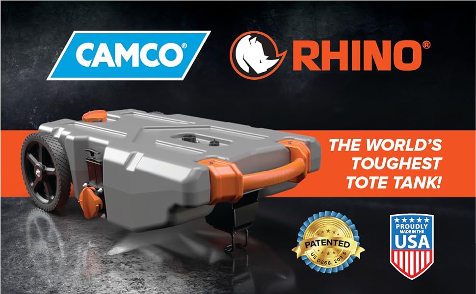 36-Gallon Portable Camper / RV Tote Tank - Features Large Heavy-Duty No-Flat Wheels & Built-In Gate Valve - Removable Steel Tow Adapter,3??RV Sewer Hose & More RV Accessories (39006)