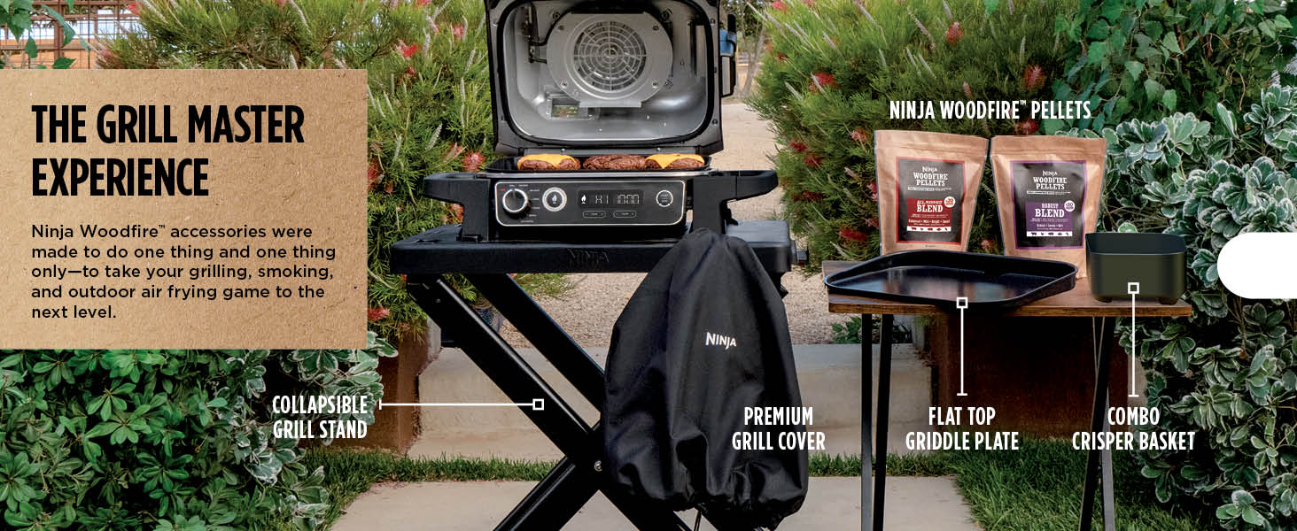 OG701 7-in-1 Outdoor Electric Grill & Smoker - Grill,BBQ,Air Fry,Bake,Roast,Dehydrate & Broil - Uses Woodfire Pellets - Portable & Weather Resistant