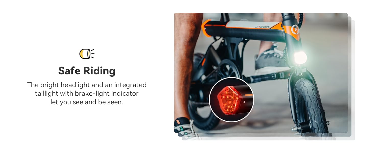 Jasion EB3 Electric Bike Adults 21mph,500W Peak Motor,270Wh Battery,Rear Suspension,3 Levels Assist,14