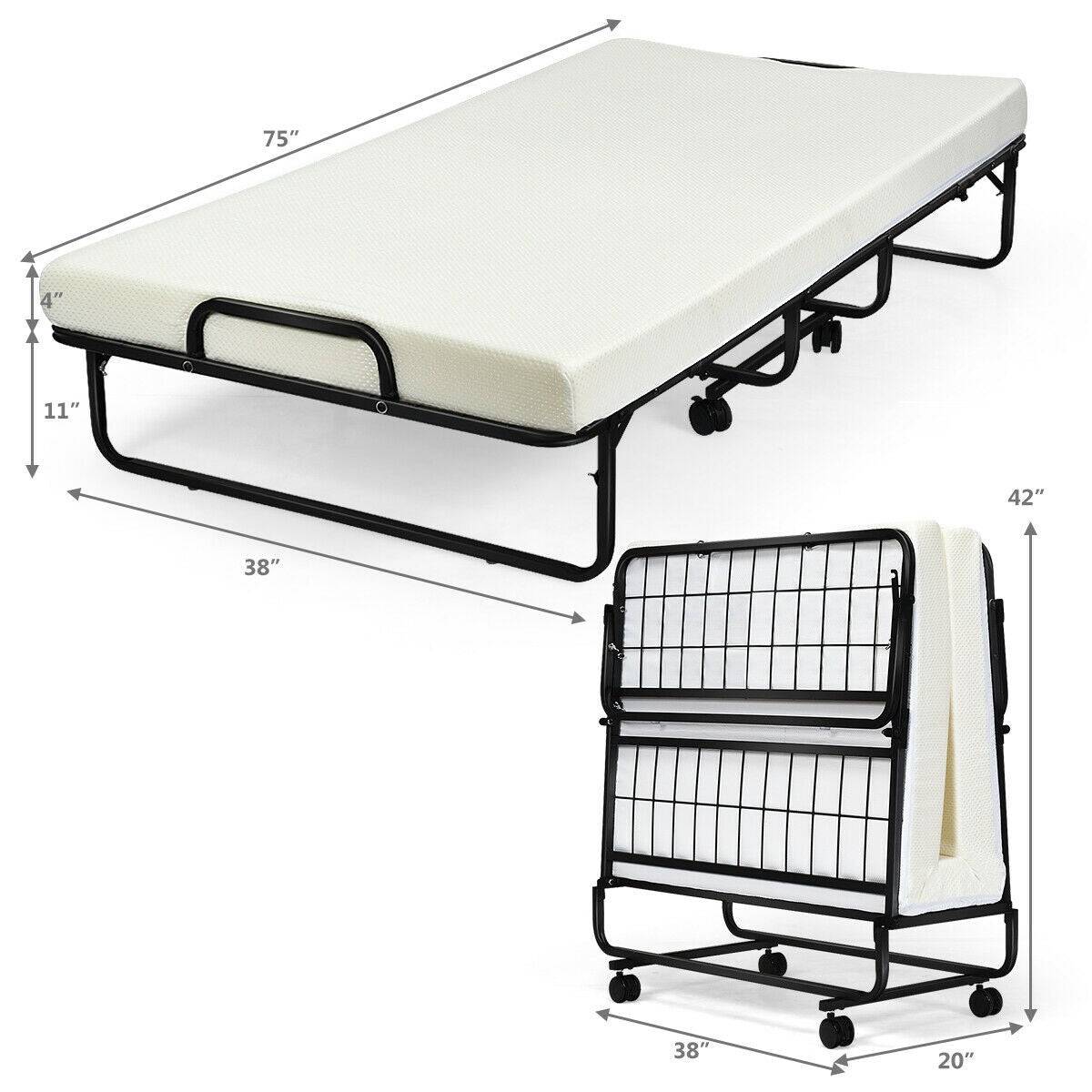 BEST Heavy Duty 640LBS Rollaway Folding Bed With Memory Foam Mattress sgtnighsdesigns BEST Heavy Duty 640LBS Rollaway Folding Bed With Memory Foam Mattress sgtnighsdesigns