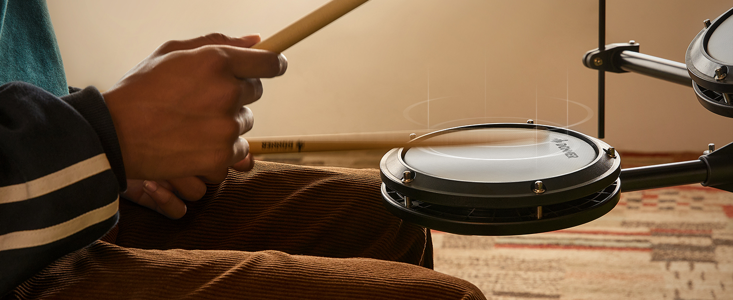 Donner DED-80 Electronic Drum Set,Electric Drum Set for Beginner with 4 Quiet Mesh Drum Pads,2 Switch Pedal,180+ Sounds,Throne,On-Ear Headphones,Sticks,and Melodics Lessons Included. Donner DED-80 Electronic Drum Set,Electric Drum Set for Beginner with 4 Quiet Mesh Drum Pads,2 Switch Pedal,180+ Sounds,Throne,On-Ear Headphones,Sticks,and Melodics Lessons Included.
