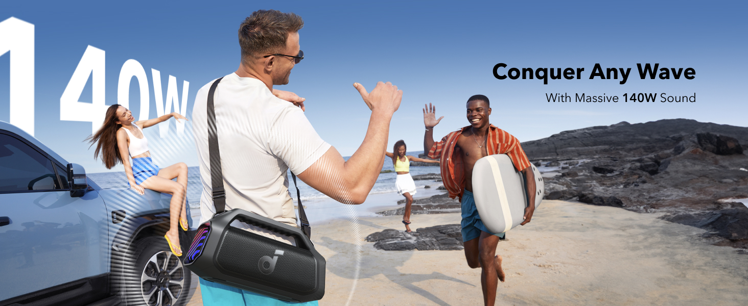 Anker Soundcore Boom 2 Plus Outdoor Speaker,Bluetooth Speaker with 140W,2+2 Channel,BassUp 2.0,20H,Fast Charge,IPX7 Waterproof,RGB Lights,USB-C,Power Bank,for Camping,Beach,Garden Anker Soundcore Boom 2 Plus Outdoor Speaker,Bluetooth Speaker with 140W,2+2 Channel,BassUp 2.0,20H,Fast Charge,IPX7 Waterproof,RGB Lights,USB-C,Power Bank,for Camping,Beach,Garden