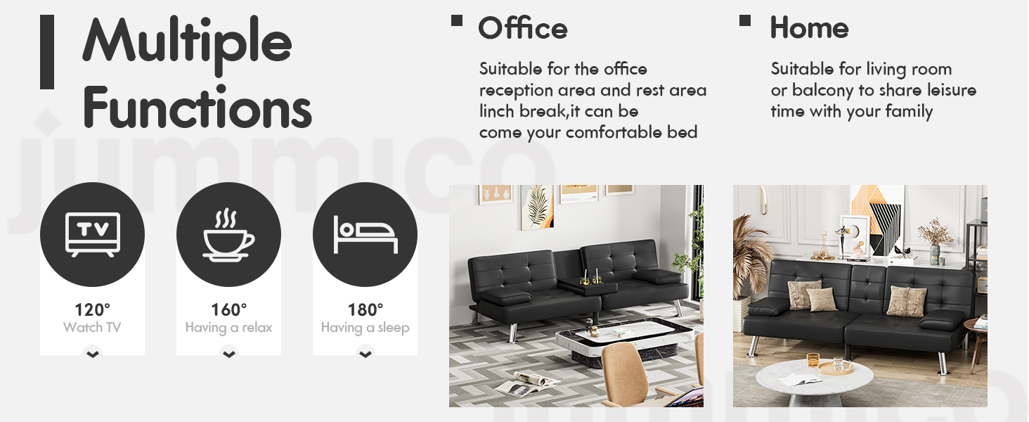 JUMMICO Modern Convertible Folding Futon Sofa Bed JUMMICO Modern Convertible Folding Futon Sofa Bed