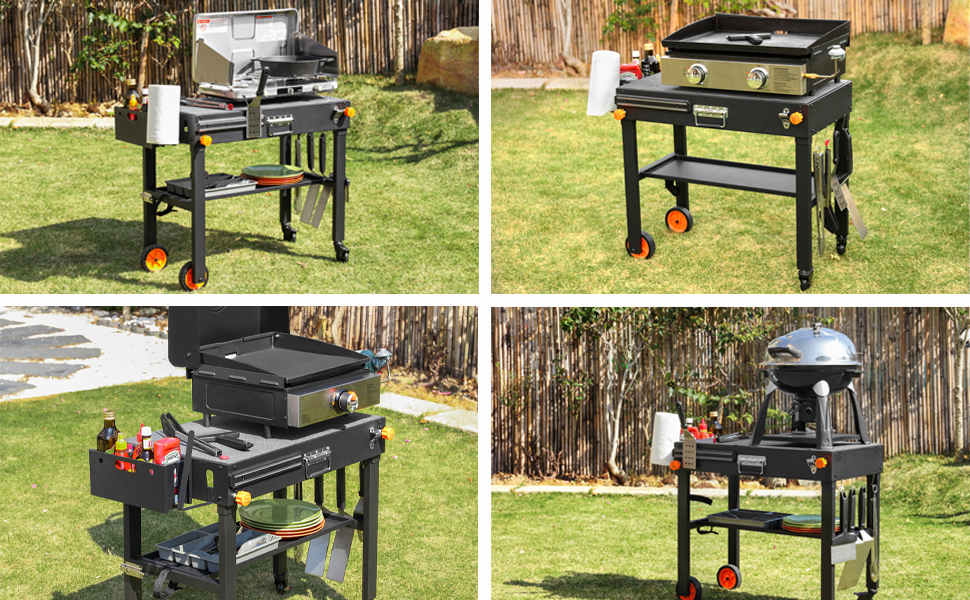 Grill Table for Blackstone Griddle,Portable Griddle Table with Caddy - Fit 17??or 22??Other Tabletop Grill,Foldable Ninja Grill Stand& Blackstone Griddle Stand for Outdoor Tailgating-Camping