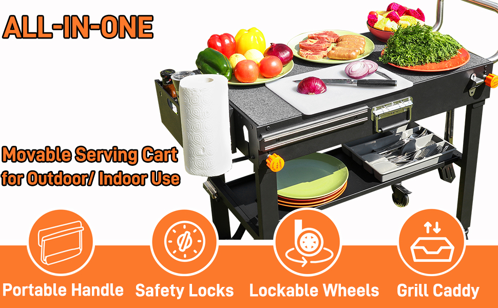 Grill Table for Blackstone Griddle,Portable Griddle Table with Caddy - Fit 17??or 22??Other Tabletop Grill,Foldable Ninja Grill Stand& Blackstone Griddle Stand for Outdoor Tailgating-Camping