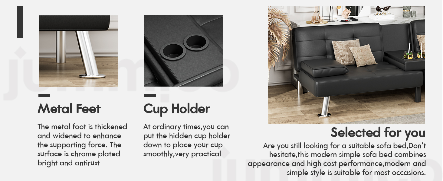 JUMMICO Modern Convertible Folding Futon Sofa Bed JUMMICO Modern Convertible Folding Futon Sofa Bed