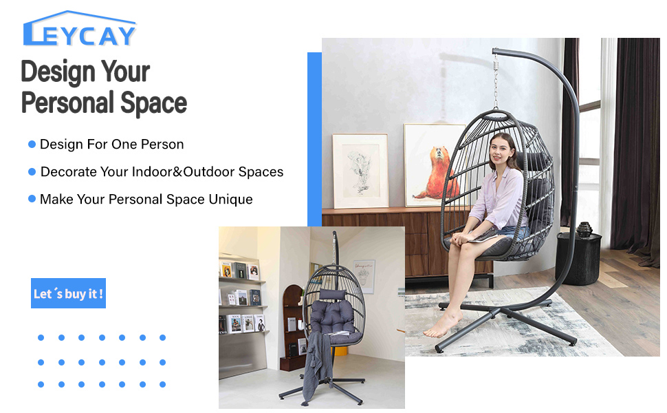 LEYCAY Egg Chair with Stand,Hanging Egg Swing Hammock Chair LEYCAY Egg Chair with Stand,Hanging Egg Swing Hammock Chair