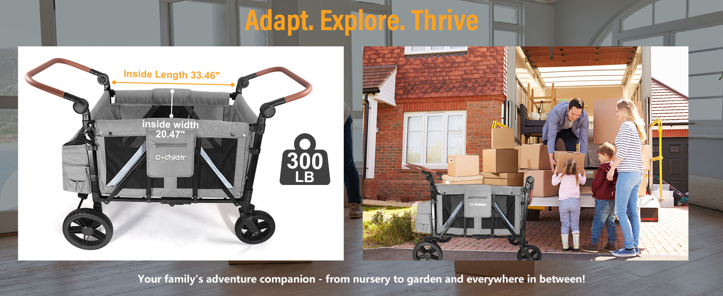 Elite Pro All-Terrain 4 Seater Wagon Stroller for Kids - Heavy-Duty 300lb Capacity,One-Hand Fold Design,High Seats with 5-Point Harness,Adjustable Canopy and Handlebars,Light Grey Elite Pro All-Terrain 4 Seater Wagon Stroller for Kids - Heavy-Duty 300lb Capacity,One-Hand Fold Design,High Seats with 5-Point Harness,Adjustable Canopy and Handlebars,Light Grey