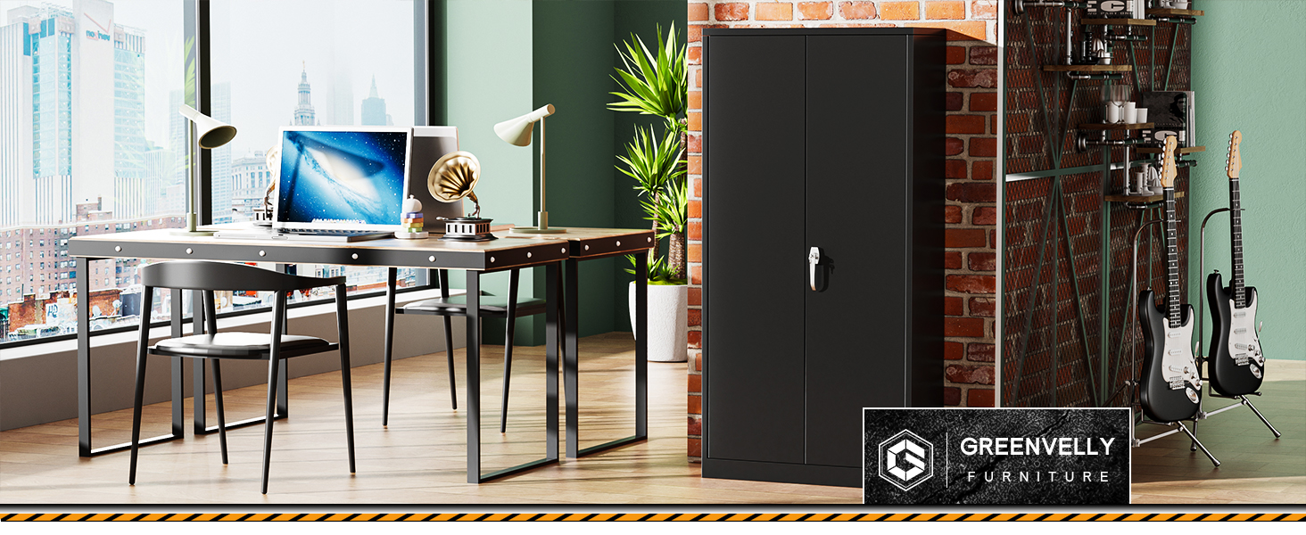 Greenvelly 72?? Black Storage Cabinet with Doors