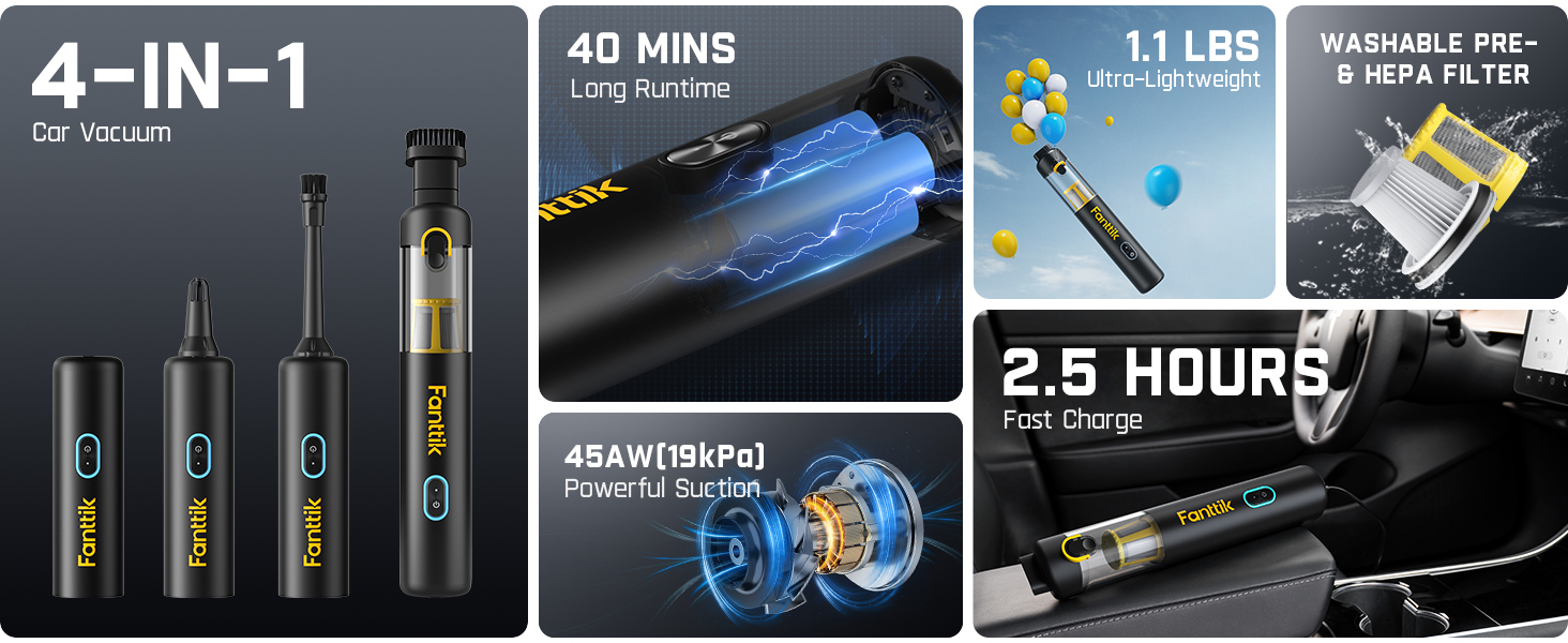Fanttik 19000PA Slim V8 Apex Mini Car Vacuum Fanttik 19000PA Slim V8 Apex Mini Car Vacuum