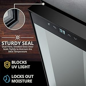 18 Bottle Compressor Wine Cooler Refrigerator w/Lock,Large Freestanding Wine Cellar For Red,White,Champagne or Sparkling Wine,41f-64f Digital Temperature Control Fridge Glass Door Black